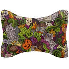 Halloween Doodle Vector Seamless Pattern Seat Head Rest Cushion by Sobalvarro