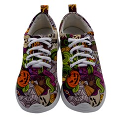 Halloween Doodle Vector Seamless Pattern Women Athletic Shoes by Sobalvarro