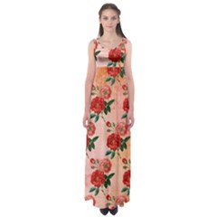 Pattern Flower Paper Empire Waist Maxi Dress by HermanTelo