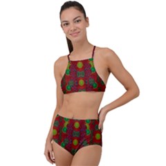 In Time For The Season Of Christmas High Waist Tankini Set by pepitasart