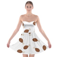 Turkey Leg Pattern - Thanksgiving Strapless Bra Top Dress by Valentinaart