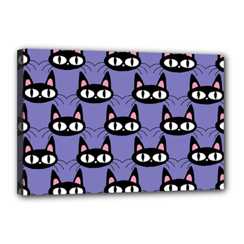 Cute Black Cat Pattern Canvas 18  X 12  (stretched) by Valentinaart