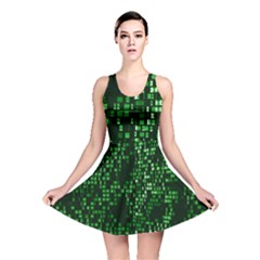 Abstract Plaid Green Reversible Skater Dress by HermanTelo
