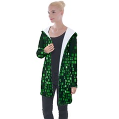 Abstract Plaid Green Longline Hooded Cardigan by HermanTelo