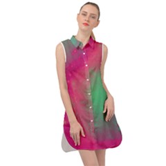 Effet Galaxy Rose/vert Sleeveless Shirt Dress