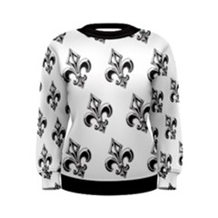 French France Fleur De Lys Metal Pattern Black And White Antique Vintage Women s Sweatshirt by Quebec