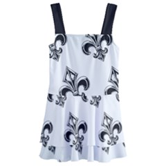 French France Fleur De Lys Metal Pattern Black And White Antique Vintage Kids  Layered Skirt Swimsuit
