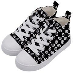 Abstrait Spirale Blanc/noir Kids  Mid-top Canvas Sneakers by kcreatif