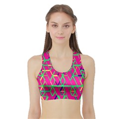 Abstrait Neon Rose Sports Bra With Border by kcreatif