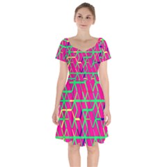 Abstrait Neon Rose Short Sleeve Bardot Dress by kcreatif