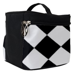 Grid Domino Bank And Black Make Up Travel Bag (small)