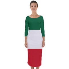 Flag Patriote Quebec Patriot Red Green White Modern French Canadian Separatism Black Background Quarter Sleeve Midi Bodycon Dress by Quebec