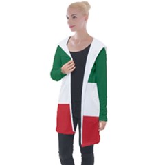 Flag Patriote Quebec Patriot Red Green White Modern French Canadian Separatism Black Background Longline Hooded Cardigan by Quebec