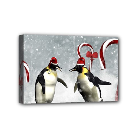 Funny Penguin In A Winter Landscape Mini Canvas 6  X 4  (stretched) by FantasyWorld7