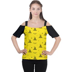 Gadsden Flag Don t Tread On Me Yellow And Black Pattern With American Stars Cutout Shoulder Tee