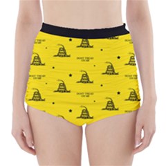 Gadsden Flag Don t Tread On Me Yellow And Black Pattern With American Stars High-waisted Bikini Bottoms by snek
