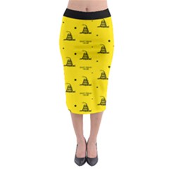 Gadsden Flag Don t Tread On Me Yellow And Black Pattern With American Stars Midi Pencil Skirt by snek