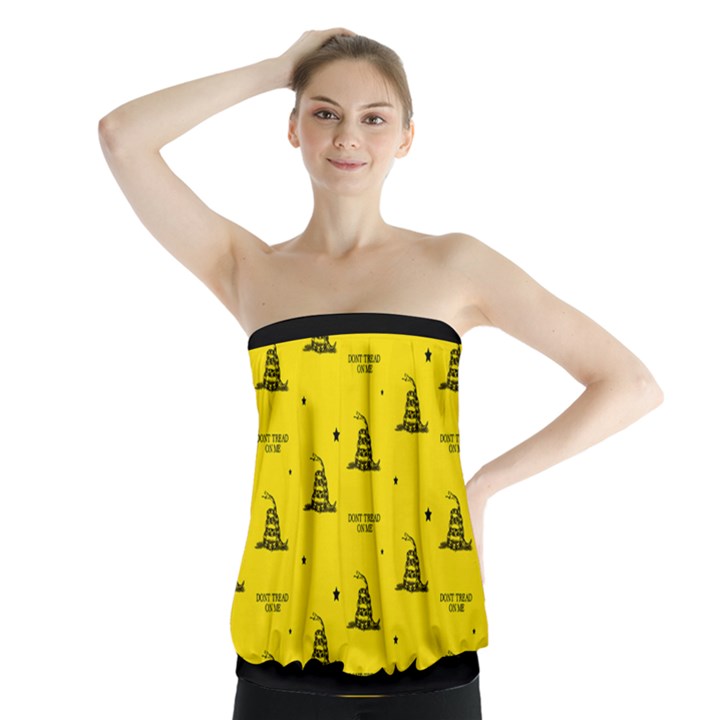 Gadsden Flag Don t tread on me Yellow and Black Pattern with american stars Strapless Top