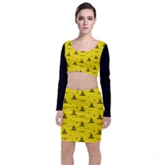 Gadsden Flag Don t Tread On Me Yellow And Black Pattern With American Stars Top And Skirt Sets