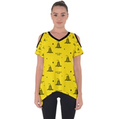 Gadsden Flag Don t Tread On Me Yellow And Black Pattern With American Stars Cut Out Side Drop Tee by snek
