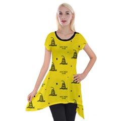Gadsden Flag Don t Tread On Me Yellow And Black Pattern With American Stars Short Sleeve Side Drop Tunic