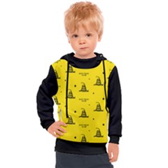 Gadsden Flag Don t Tread On Me Yellow And Black Pattern With American Stars Kids  Hooded Pullover by snek