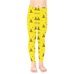 Gadsden Flag Don t Tread On Me Yellow And Black Pattern With American Stars Kids  Leggings