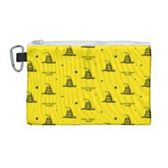Gadsden Flag Don t Tread On Me Yellow And Black Pattern With American Stars Canvas Cosmetic Bag (large) by snek