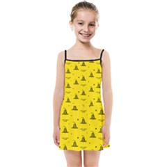 Gadsden Flag Don t Tread On Me Yellow And Black Pattern With American Stars Kids  Summer Sun Dress