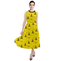 Gadsden Flag Don t Tread On Me Yellow And Black Pattern With American Stars Round Neck Boho Dress by snek