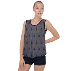 Gadsden Flag Don t Tread On Me Black And Gray Snake And Metal Gothic Crosses Bubble Hem Chiffon Tank Top by snek