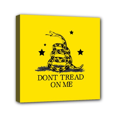 Gadsden Flag Don t Tread On Me Yellow And Black Pattern With American Stars Mini Canvas 6  X 6  (stretched) by snek
