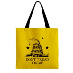 Gadsden Flag Don t Tread On Me Yellow And Black Pattern With American Stars Zipper Grocery Tote Bag