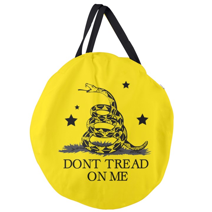 Gadsden Flag Don t tread on me Yellow and Black Pattern with american stars Giant Round Zipper Tote
