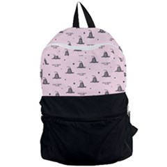Gadsden Flag Don t Tread On Me Light Pink And Black Pattern With American Stars Foldable Lightweight Backpack