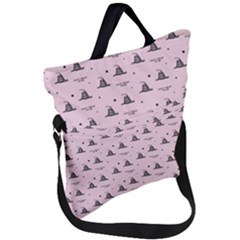 Gadsden Flag Don t Tread On Me Light Pink And Black Pattern With American Stars Fold Over Handle Tote Bag