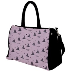 Gadsden Flag Don t Tread On Me Light Pink And Black Pattern With American Stars Duffel Travel Bag