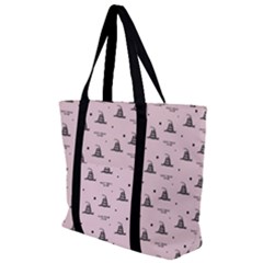 Gadsden Flag Don t Tread On Me Light Pink And Black Pattern With American Stars Zip Up Canvas Bag by snek
