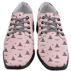 Gadsden Flag Don t Tread On Me Light Pink And Black Pattern With American Stars Women Heeled Oxford Shoes