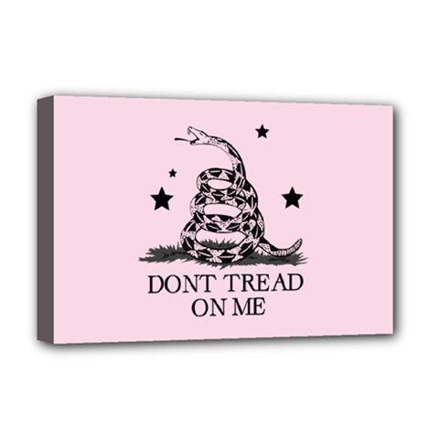 Gadsden Flag Don t Tread On Me Light Pink And Black Pattern With American Stars Deluxe Canvas 18  X 12  (stretched)