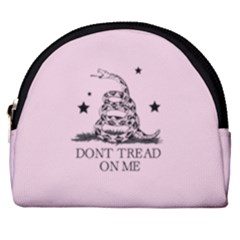 Gadsden Flag Don t Tread On Me Light Pink And Black Pattern With American Stars Horseshoe Style Canvas Pouch by snek