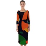 Pattern Formes Tropical Quarter Sleeve Midi Bodycon Dress