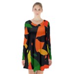 Pattern Formes Tropical Long Sleeve Velvet V-neck Dress