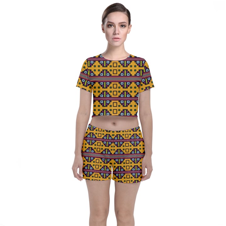 Squares                                               Crop Top and Shorts Co-Ord Set