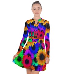 Colorful Sunflowers                                                      Long Sleeve Panel Dress by LalyLauraFLM