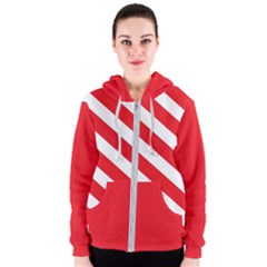 Candy Cane Red White Line Stripes Pattern Peppermint Christmas Delicious Design Women s Zipper Hoodie by genx