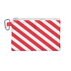 Candy Cane Red White Line Stripes Pattern Peppermint Christmas Delicious Design Canvas Cosmetic Bag (medium) by genx