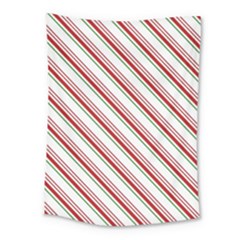 White Candy Cane Pattern With Red And Thin Green Festive Christmas Stripes Medium Tapestry by genx