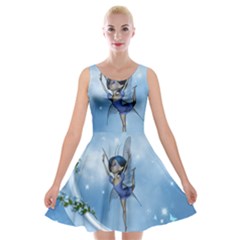 Little Fairy Dancing On The Moon Velvet Skater Dress by FantasyWorld7