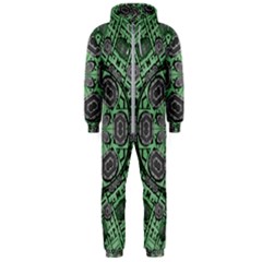 Bamboo Wood And Flowers In The Green Hooded Jumpsuit (men)  by pepitasart